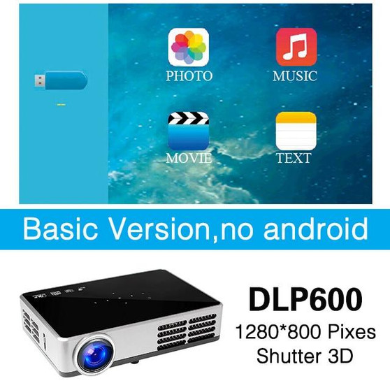 Poner Saund DLP600WIFI Mini projector Portable DLP Full 3D Android Bluetooth 1280*800 WIFI Digital Home theater 1080P HDMI USB