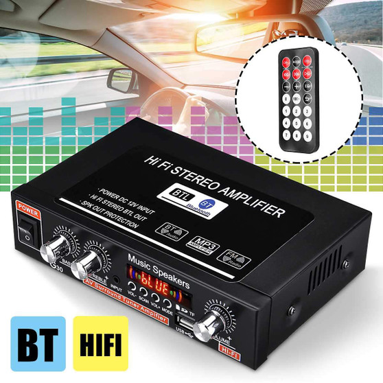 12V HIFI Bluetooth Car Active Power Amplifier Speaker Subwoofer FM Radio Stereo SD USB MP3 DVD Audio Music Player Speakers