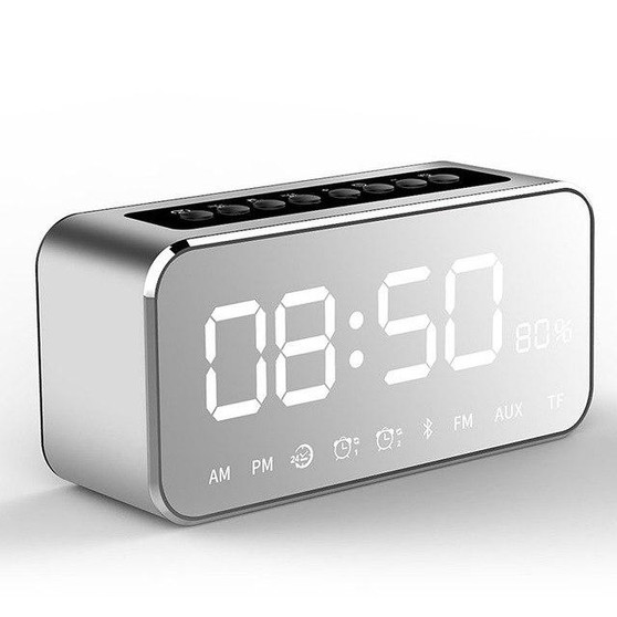 Portable Mirror Design Bluetooth Speaker Wireless Mini Alarm Clock Speaker Car Subwoofer Wireless Speaker Support FM TF Card