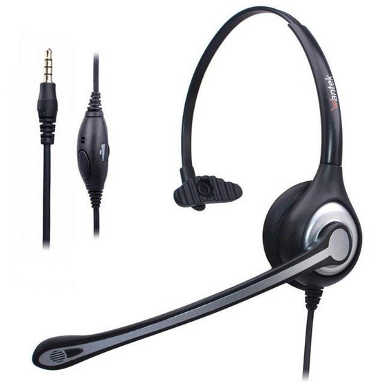 Wantek 3.5mm Headphone Cell Phone Headset Noise Canceling Mic and Adjustable Fit Headband for iPhone Samsung Huawei xiaomi ipad