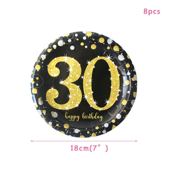 30th 40th 50th 60th Birthday Disposable Party Tableware Cups Plates  Birthday Party Supplies Happy Birthday Party Decor Adult