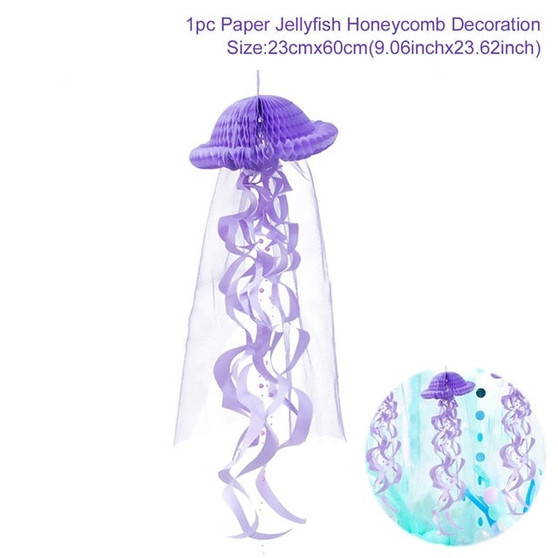 FENGRISE Honeycomb Jellyfish Happy Birthday Party Decor Kids Under The Sea Mermaid Party Decor Baby Shower Girl Boy Party Favor