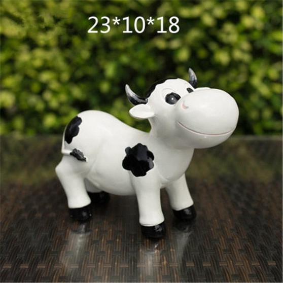 Creative Resin Milk Cow Statue Decoration Living Room TV Cabinet Personality Cartoon Q Version Simulation Animal Figurines X2670