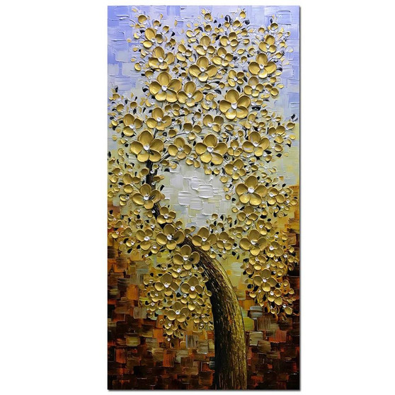 Golden Flower Paintings 3D Abstract Flowers Paintings Oil Hand Painting On Canvas Wall Decoration for Living Room Bedroom