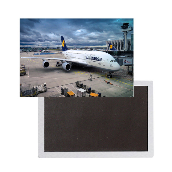 Lufthansa's A380 At the Gate Printed Magnet