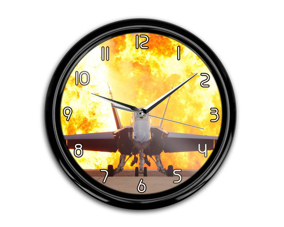 Face to Face with Air Force Jet & Flames Printed Wall Clocks