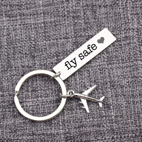 Fly Safe tagged Airplane Shape Key Chain