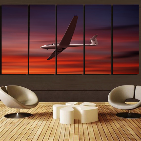 Cruising Glider at Sunset Printed Canvas Prints (5 Pieces)