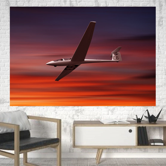 Cruising Glider at Sunset Printed Canvas Posters (1 Piece)