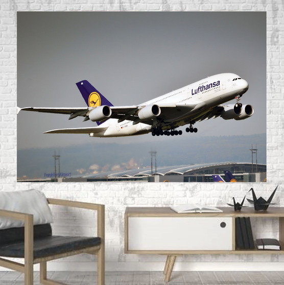 Departing Lufthansa's A380 Printed Canvas Posters (1 Piece)
