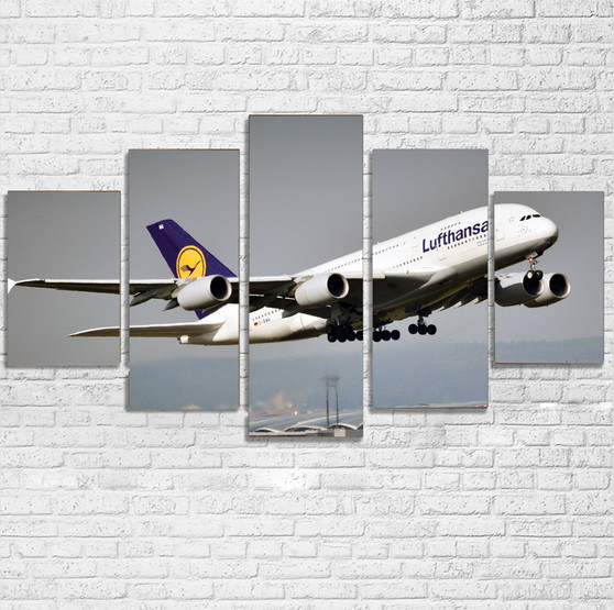 Departing Lufthansa's A380 Printed Multiple Canvas Poster