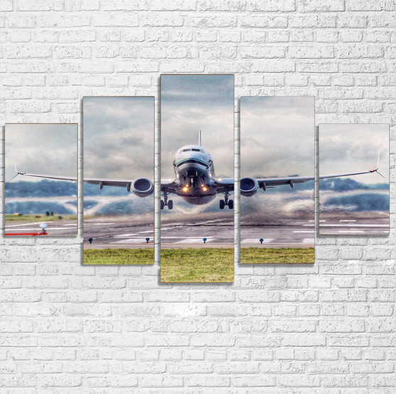 Departing Boeing 737 Printed Multiple Canvas Poster