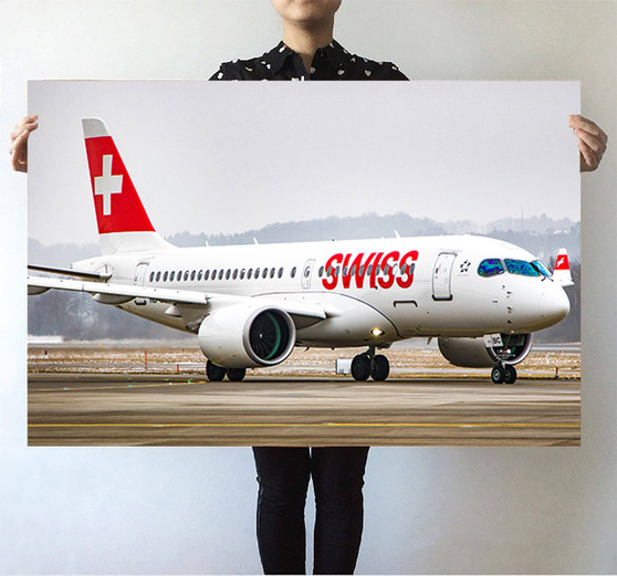 Swiss Airlines Bombardier CS100 Printed Posters