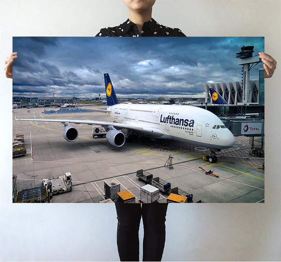 Lufthansa's A380 At the Gate Printed Posters