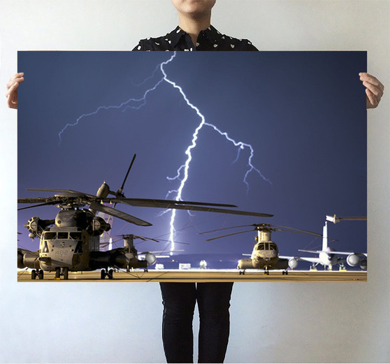 Helicopter & Lighting Strike Printed Posters