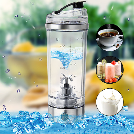 250ML Portable USB Rechargeable Protein Shaker Tornado Mixer Bottle HandHeld Drink Stirring Cup