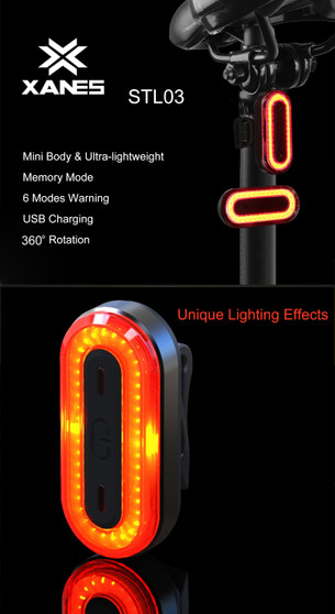 XANES STL03 100LM IPX8 Memory Mode Bicycle Taillight 6 Modes Warning LED USB Charging 360° Rotation Bike Light