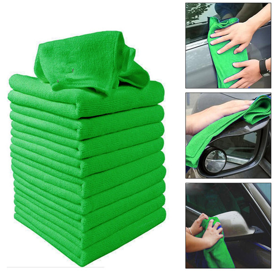 10pcs Soft Cleaning Cloth Green Micro Fiber Car Care Duster Towel 29x29cm