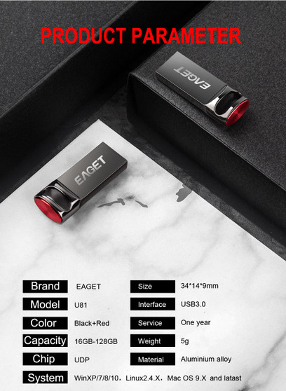Eaget USB 3.0 16GB 32GB 64GB 128GB Flash Drive Pen Drive U Disk