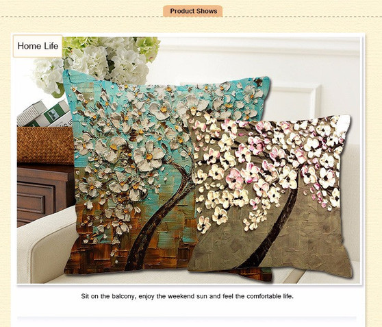 Honana WX-136 45x45cm 3D Vintage Flower Elephant Cotton Linen Pillow Case Cushion Cover Home Car Decor