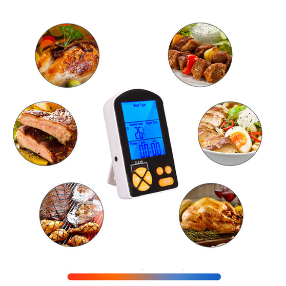 Food Cooking BBQ Thermometer 4 Modes Smoker Meat Thermometer Timer Temperature Alarm