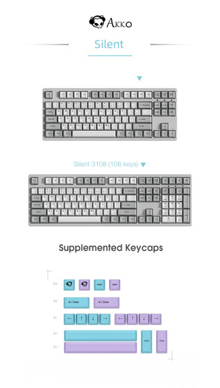 Akko 3087 V2 Silent 87 Keys Mechanical Gaming Keyboard Wired Morandi Grey AKKO Switch PBT Keycap Gaming Keyboard