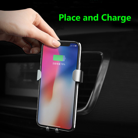 Qi Wireless 360° Gravity Car Fast Charger Mount Holder for iPhone X 8 for Samsung Note 8