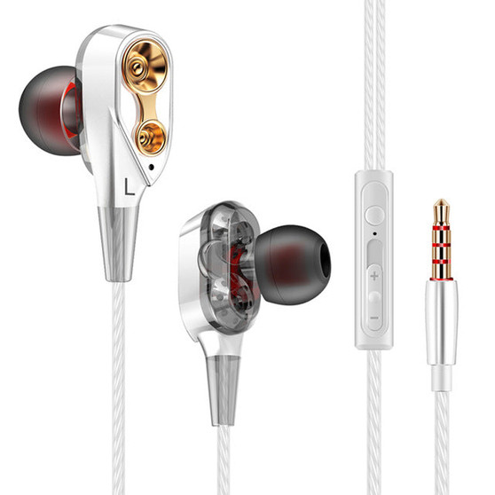 QKZ CK8 Wired Dual Moving Coil Heavy Bass Stereo In-ear Earphone with Microphone Line Control