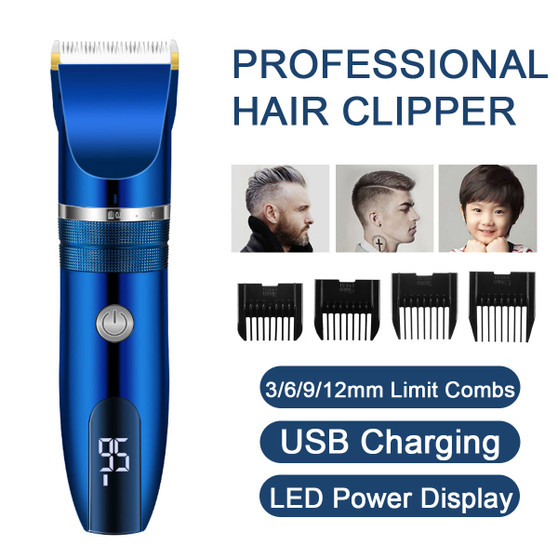 Professional Electric Hair Clipper Trimmer LED Display Cordless USB Rechargeable