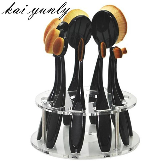 10 Hole Oval Makeup Toiletry Brush Holder Drying Rack Organizer Toothbrush Cosmetic Make Up Shelf Tool Sep 19