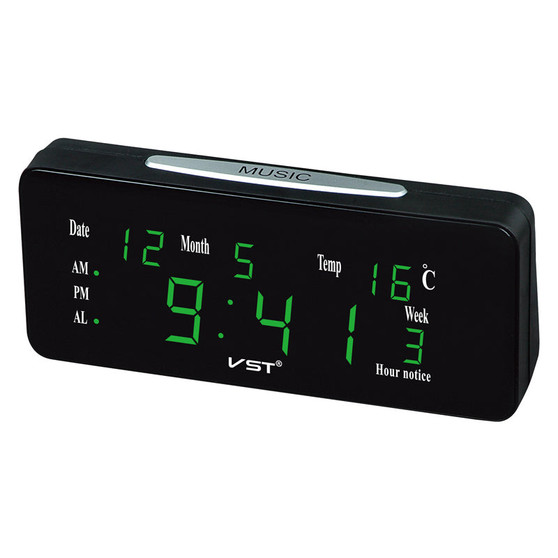 VST ST-1 12/24 Hours Loud Dual Alarm Clock Automatic Lightness With Large Letters Electronic Temperature Display Desktop Clock