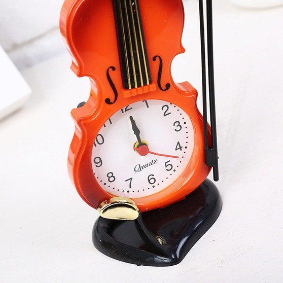 Honana Vintage Unique Small Expert Mini Violin Alarm Clock Office Home Decor Handmade Craft