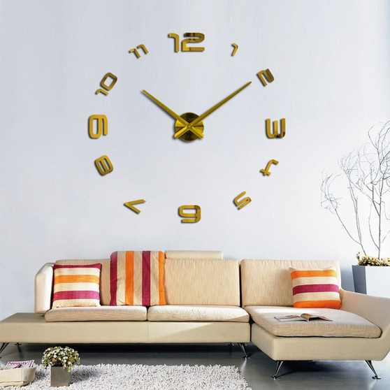 Large DIY 3D Wall Clock Home Decor Mirror Sticker Art Decorative Clock