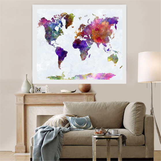 50x35cm Retro World Map Canvas Painting Print Wall Paper Picture Home Decor Unframed