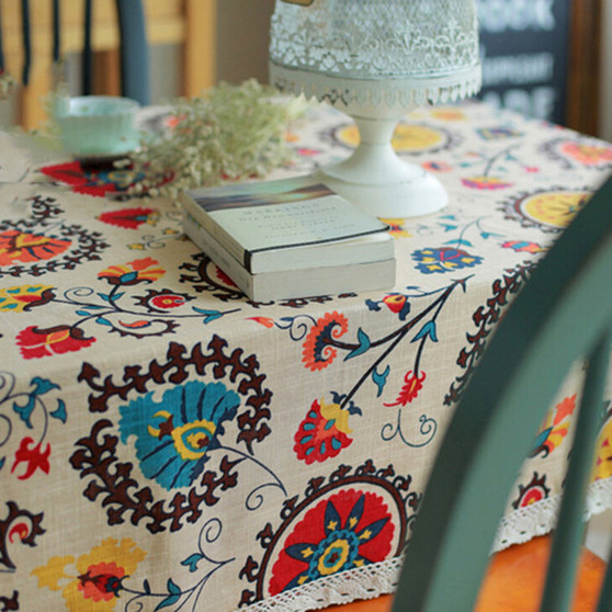 Sun flower Cotton Linen Tableware Mat Table Runner Tablecloth Desk Cover Heat Insulation Bowl Pad