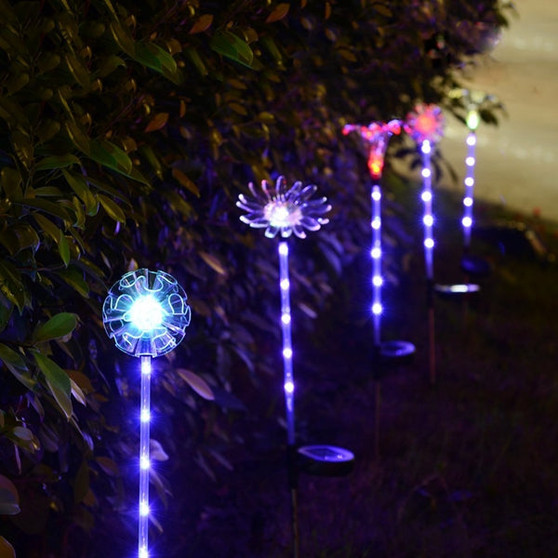 ARILUX® Solar Multi-Color Changing LED  Flower Stake Light  Transparent Lampshade  Luminous Pole