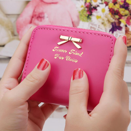 Women Leather Wallet Short Slim Mini Money bag Wallet Coin Card Purses -7 Colors