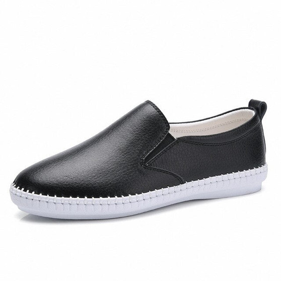 Summer Women Flats Genuine Leather Ballet Flats Shoes Ladies Cutout Slip On Tenis Feminino Loafers Slipony Shoes