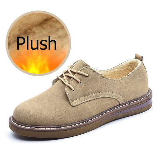 Spring Women Flats Shoes Women Sneakers Leather Suede Lace Up Boat Shoes Round Toe Flats Moccasins Oxford For Women