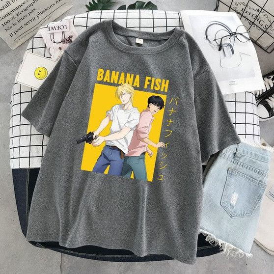 Funny Japan Anime Banana Fish T Shirt Men Manga Unisex Streetwear T-shirt Casual Short Sleeve Tshirt Homme Hip Hop Top Tees Male