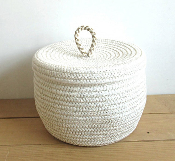 Multi style hand woven cotton storage basket kitchen egg snack toy key straw storage box shelf storage basket home decoration