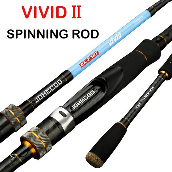 JOHNCOO VIVID UL/L L/ML Spinning Rod Solid Tip 2.1m 1.92m Trout Rod Fast Action Carbon Rod for Light Jigging Fishing Rod Perch