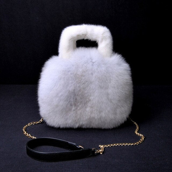 Women's Real Fox Fur Handbag Mink Fur Belt Messenger Bag Large Capacity Totes Full Pelt Fur Warm Shoulder Bag S7968