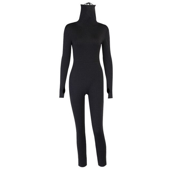 Hawthaw Women Autumn Winter Long Sleeve Soild Color Black Bodycon Female Jumpsuit Playsuit Romper 2020 Fall Clothes Streetwear