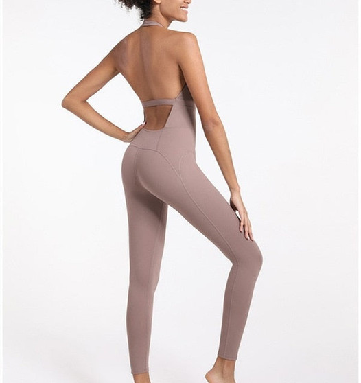 Sexy Backless Sport Suit Tight dance Yoga Set Fitness Jumpsuit Sportswear For Women Gym Running Training Workout Athletic Suit
