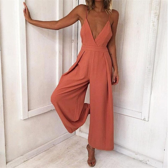 Women Fashion Clubwear Summer Jumpsuit Backless Spaghetti Strap Playsuit Bodycon Trousers Bodysuit Overalls for women Long Pants