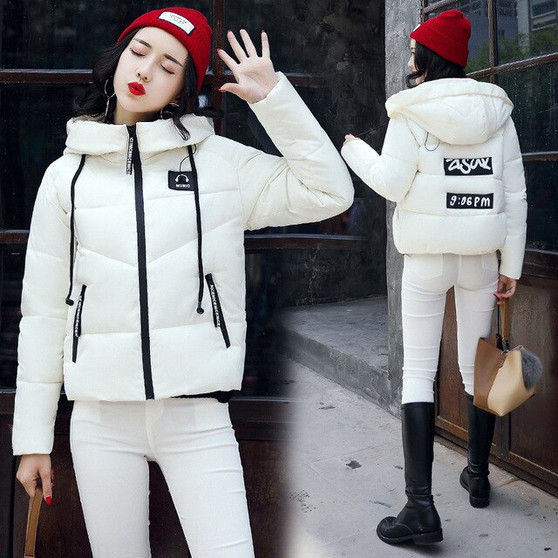 Women Down Jacket Winter Coat Hooded Female Letter Print Outerwear Warm Cotton Paded hooded clothing