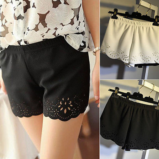 Women's White Black High Waist Shorts Summer Casual Shorts