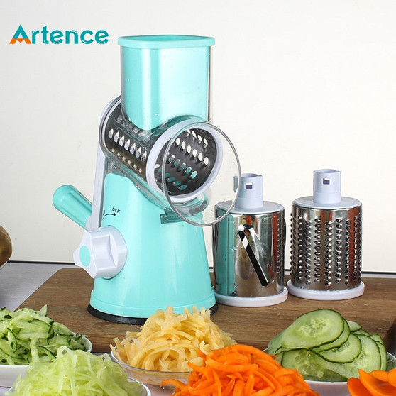 Manual Vegetable Cutter Slicer Kitchen Accessories Multifunctional Round Mandoline Slicer Potato Cheese Kitchen Tool