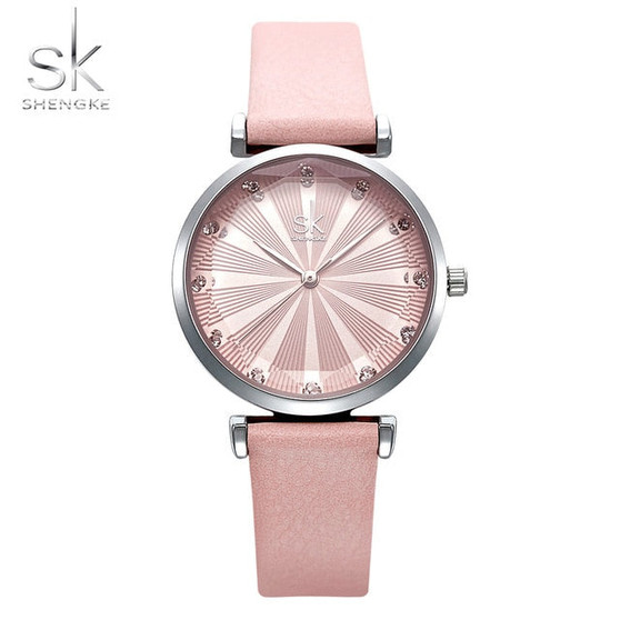 Shengke Women's Watches Luxury Ladies Watch Leather Watches For Women Fashion Bayan Kol Saati Diamond Reloj Mujer 2019